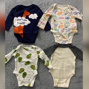 Old Navy Baby Boy’s Long Sleeve 4-Pack Bodysuits - 0-3 Months